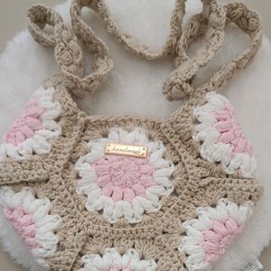 Handmade Crochet Sling Bag.