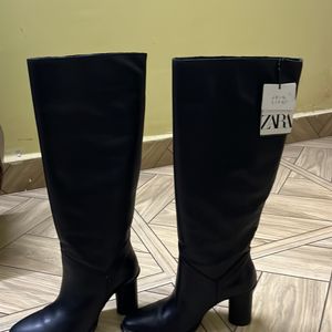 Zara Leather  Knee High Boots