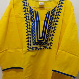 Embroided Yellow Kurta Xl