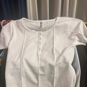 Button Down Crop Top For Women