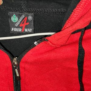 Red And Black Hooded Top