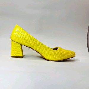 Lemon Colour Broad Heels