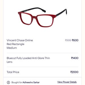 Vincent Chase Red Rectangle Eye Glasses