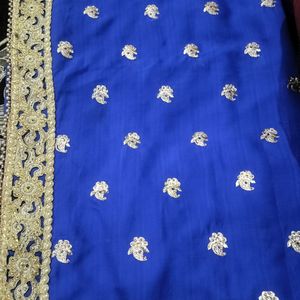 Navy Blue Saree With Embroidery Work