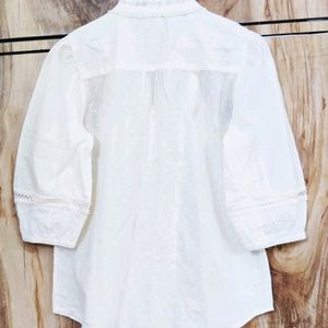 Off White Embroidery Work Shirt Size-40