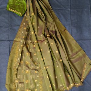 Olive Green Silk Saree