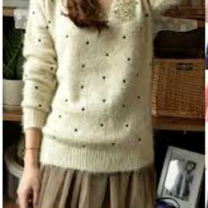 Pinteresty Polka Dots Sequins Coller Sweater