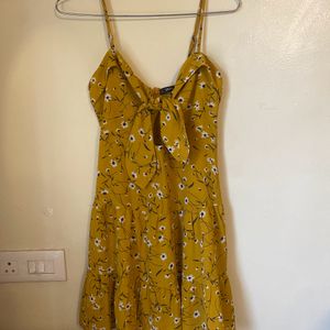 Cute Cut-Out Y2k Coquette Mustard Dress