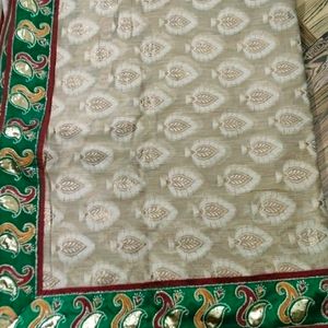 Chikoo Colour Saree Without Blouse