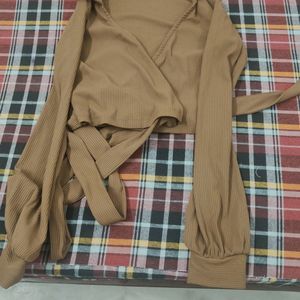 Brown Wrap Around Top