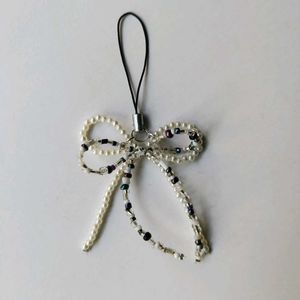 Gothic Beaded Bow Phone Charm