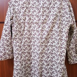 Cream With Maroon Design Kurta