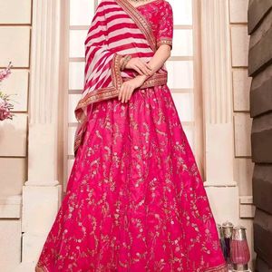 Pink Lehanga With Lehriya Dupatta