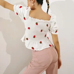 Pinterestly Viral 🍓Embroided Pretty Peplum Top