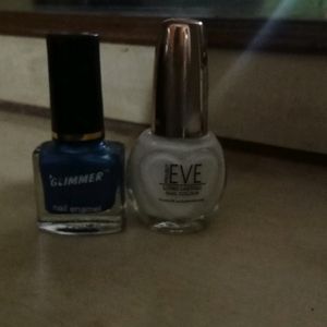 Glimmer Nail Polish Combo Blue and White Colours