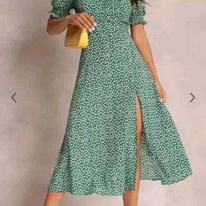 Urbanic Green Dress Side Cut