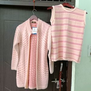 Long Cardigan With Half Sweater