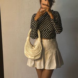 Backless Polka Dot Long Sleeve Top