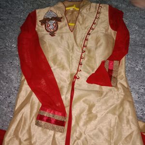 Red And Gold Colour Party Wear Dress