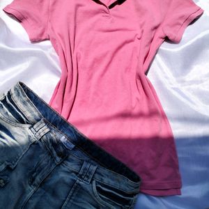 Pink Polo T Shirt For Women