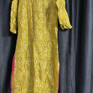 Olive Green With Pink&Silver Design Aurelia Kurta