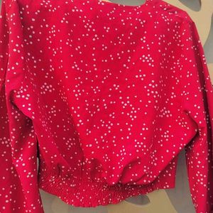 Cute Korean Red Polka Dotted Top