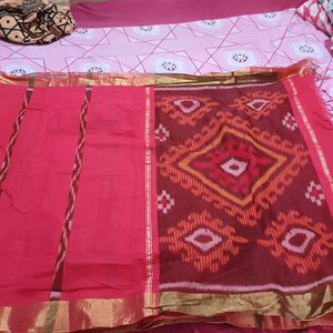 Cotton silk red saree