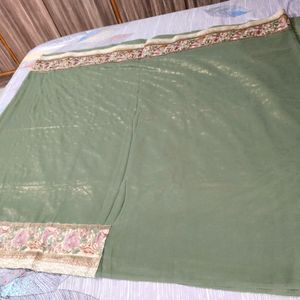 Mahendi Green Sari With Blouse