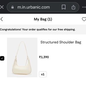 off white- cream shoulder baguette bag purse