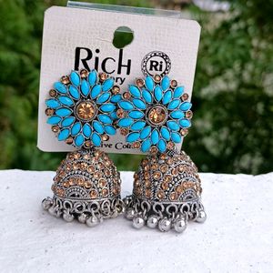 Earrings for women fashion jhumka oxidised Silver