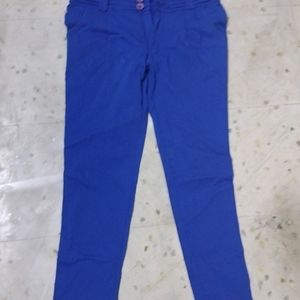 Stretchable Royal Blue Tapered Trousers