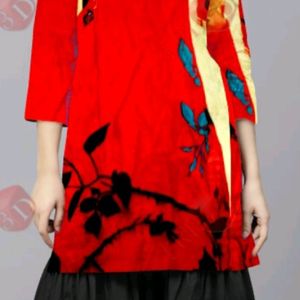 Bright Red Colour Kurti For Women