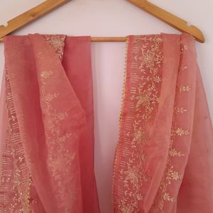 Peach Embroidered Dupatta (Women's)