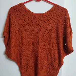 Netted Rust Orange Top