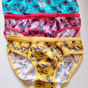 New Panties 3 Piece L, M Size Latest Trend Cotton