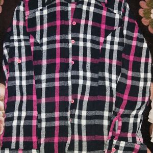 Woolen Blazer Material Check Shirt For Females