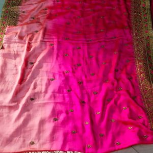 Rose Colour Catlog Full Thread Work Designer Saree