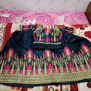 Navy Blue Coloured Long Embroidery Gown