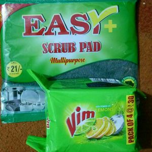 4 Vim Bar & 1 Easy Scrub Pad For Dish Wash