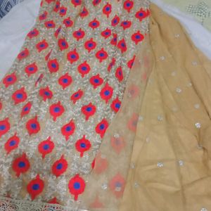 Cotton Zari With Sarara  Full Suit