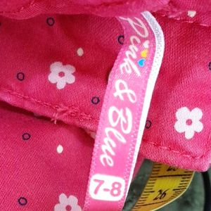 Pink Printed Pant For Girls (7-8 Years)