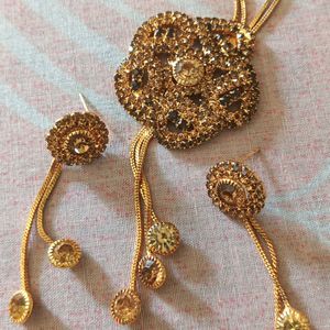 Artificial Golden Pendent With Earings