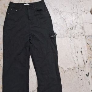 Black Denim With Side Cut Pattern