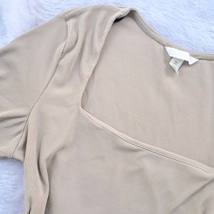 H&M Beige Square Neck Top