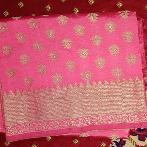 Exquisite Pink Banarasi Silk Dupatta