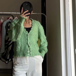 Zara Green Jewel Button Cardigan