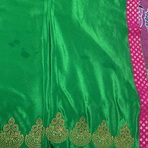 Green And Pink Saree