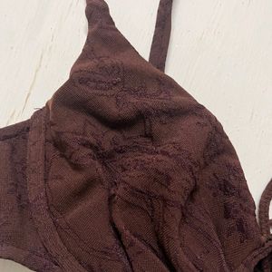 Embellished Vintage Underwired Coffee Brown