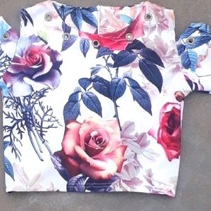 Floral Shoulder Cut Crop Top