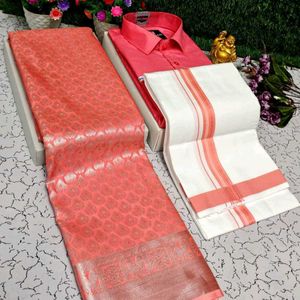 Combo Bridal Sarees With Shirt &Dhoti